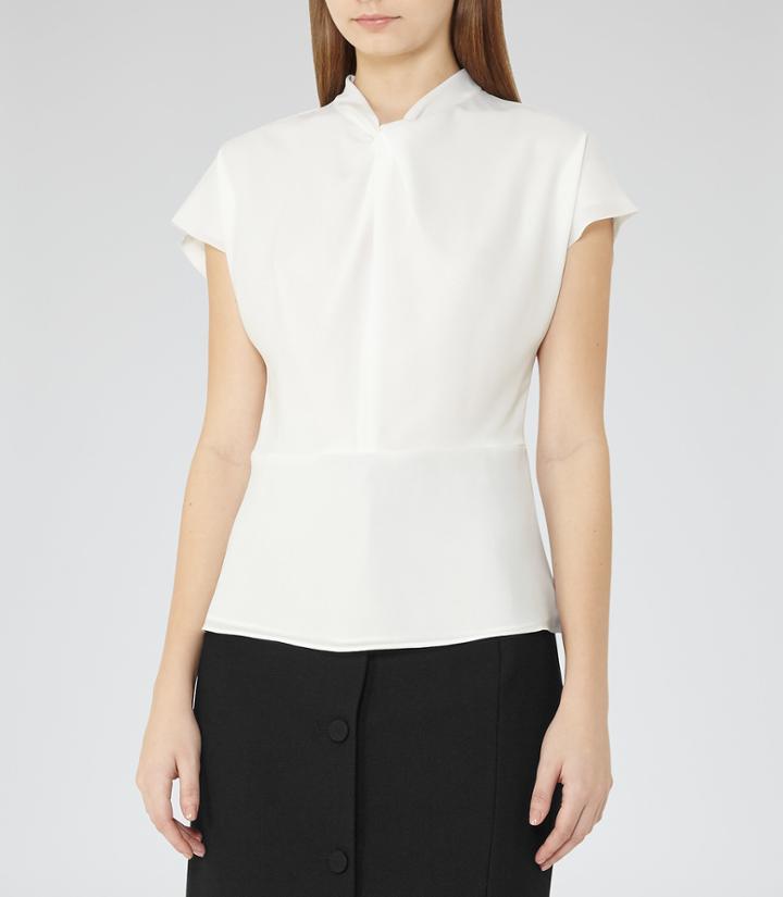 Reiss Hattie - Knot-front Top In White, Womens, Size 0