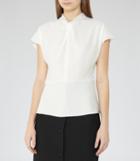 Reiss Hattie - Knot-front Top In White, Womens, Size 0