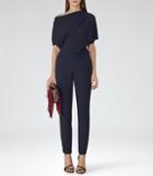 Reiss Jayne - Womens Asymmetric Jumpsuit In Blue, Size 4