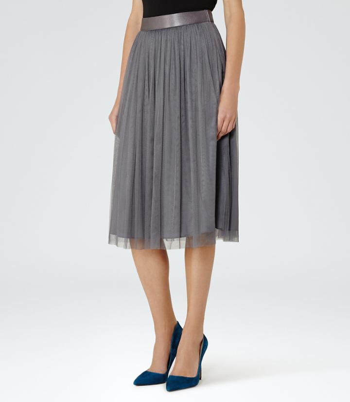 Reiss Crystal - Tulle Skirt In White, Womens, Size 0