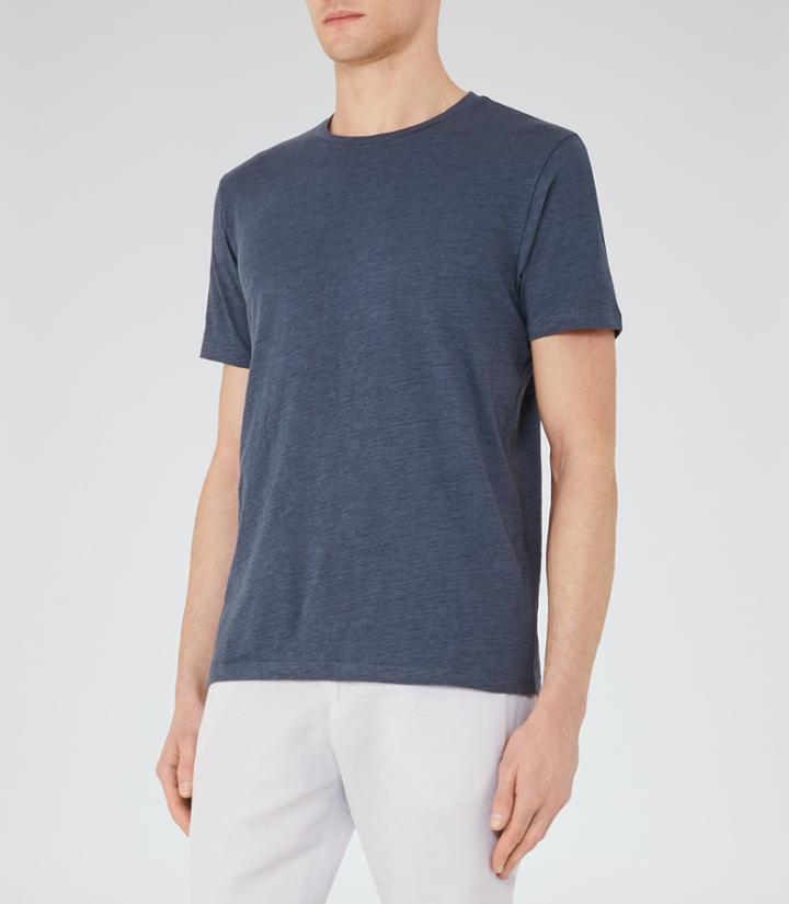 Reiss Barney - Crew-neck Cotton T-shirt In Blue, Mens, Size S