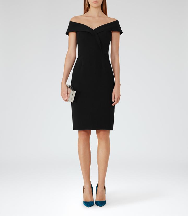 Reiss Haddi - Off-the-shoulder Dress In Black, Womens, Size 0