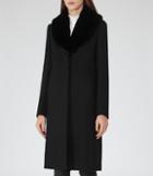 Reiss April - Womens Faux Fur Collar Coat In Black, Size 4