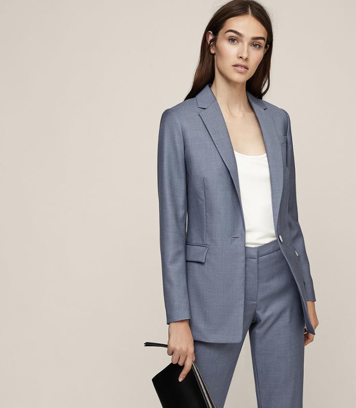 Reiss Leyton Jacket - Single-breasted Blazer In Blue, Womens, Size 2