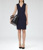 Reiss Faulkner Dress - Womens Tailored V-neck Dress In Blue, Size 4