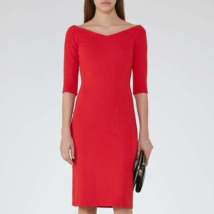 Reiss Aimee - Womens Off-the-shoulder Dress In Red