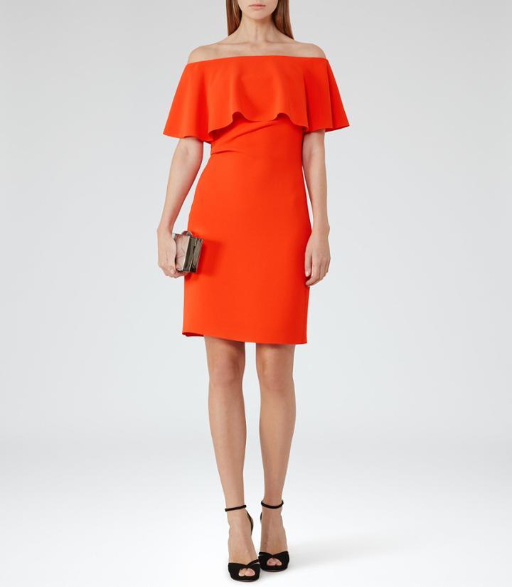 Reiss Balm - Off-the-shoulder Dress In Red, Womens, Size 0