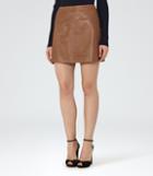 Reiss Cammie - Womens Leather A-line Mini Skirt In Brown, Size 4