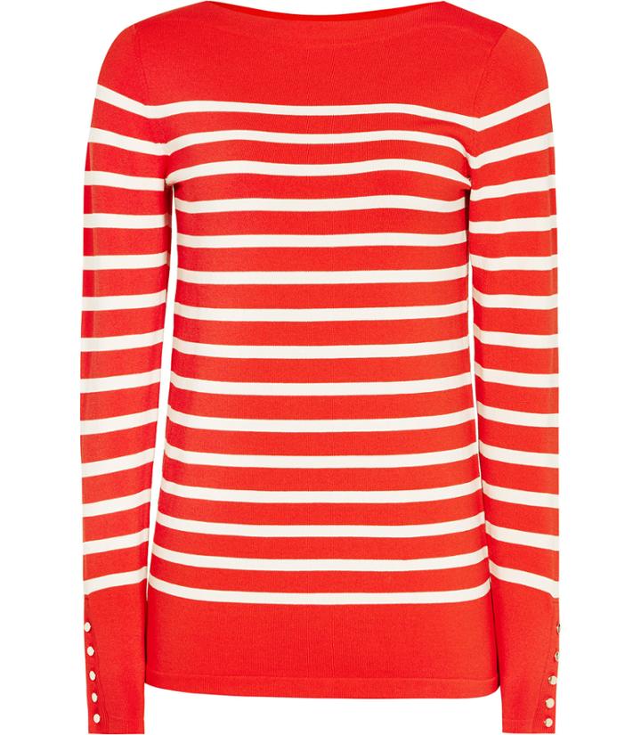 Reiss Oxford - Womens Nautical Striped Jumper In Orange, Size Xs