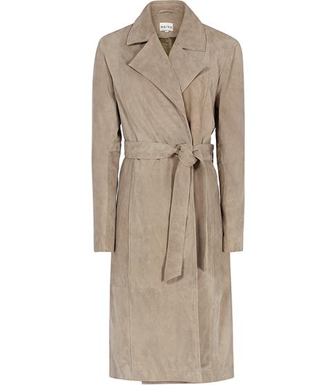 Reiss Yuki Suede Trench Coat