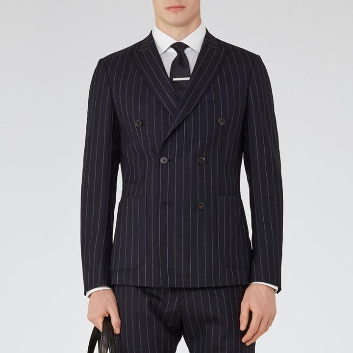 Reiss Grove B - Mens Pinstripe Wool Blazer In Blue