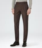 Reiss Hollidge T - Slim-fit Tailored Trousers In Brown, Mens, Size 28
