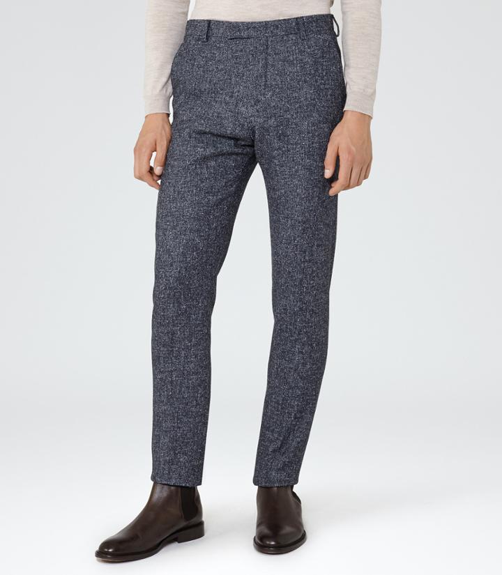 Reiss Turner T - Mens Flecked Slim Trousers In Grey, Size 30
