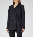Reiss Lima - Womens Belted Jacket In Blue, Size 6