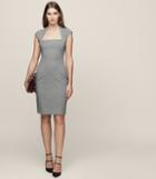 Reiss Mason Dress - Houndstooth Tailored Dress In White, Womens, Size 2