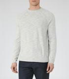 Reiss Martial - Mens Contrast Weave Jumper In Grey, Size Xs
