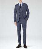 Reiss Alaric - Mens Checked Three Piece Suit In Blue, Size 40