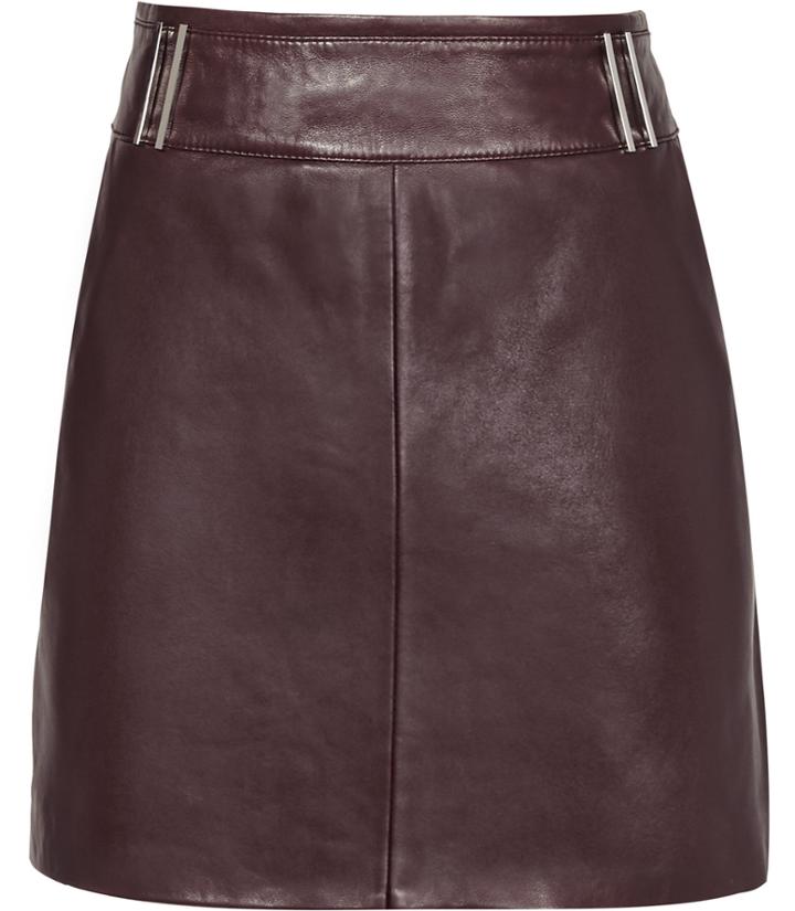 Reiss Vale - Womens Leather Skirt In Red, Size 4