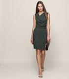 Reiss Marie - Cowl-neck Shift Dress In Green, Womens, Size 0