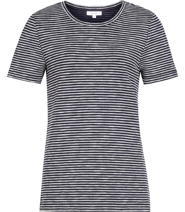 Reiss Maria - Womens Striped Jersey T-shirt In Blue, Size Xs