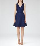 Reiss Topaz - Womens Textured Fit And Flare Dress In Blue, Size 4