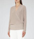 Reiss Lee - Womens Metallic Wrap-front Jumper In Pink, Size 4