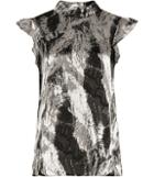 Reiss Andi - Womens Textured Printed Top In Black, Size 4