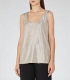 Reiss Gemma - Metallic Tank Top In Yellow, Womens, Size Xs