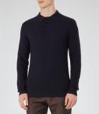 Reiss Sherlock - Mens Textured Weave Polo Shirt In Blue, Size Xs