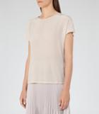 Reiss Tia - Silk Front T-shirt In Soft Yarn, Womens, Size Xs