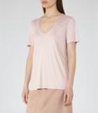 Reiss Kim - Bead-detail T-shirt In Orange, Womens, Size S