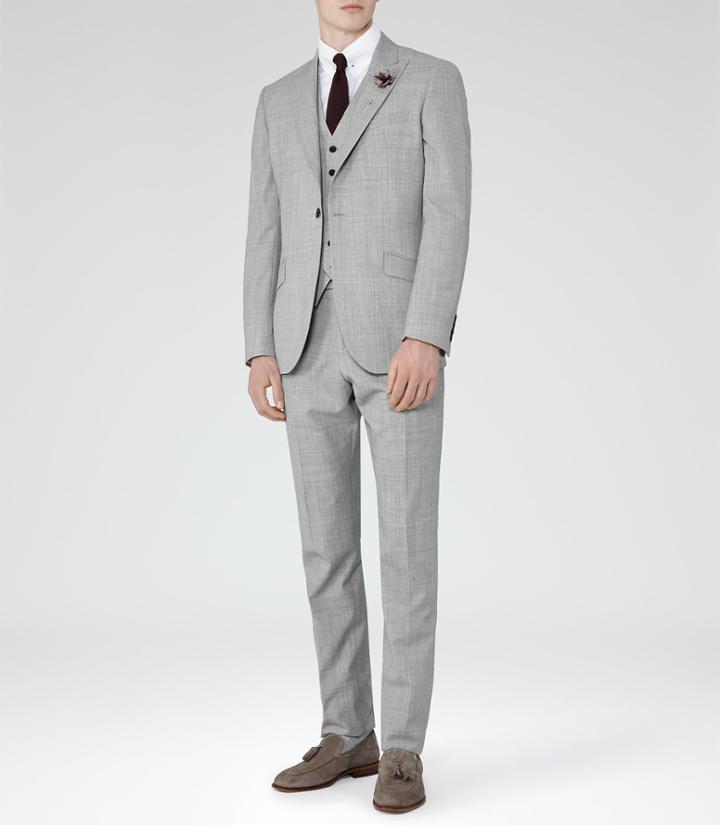 Reiss Garda - Peak Lapel Suit In Grey, Mens, Size 40