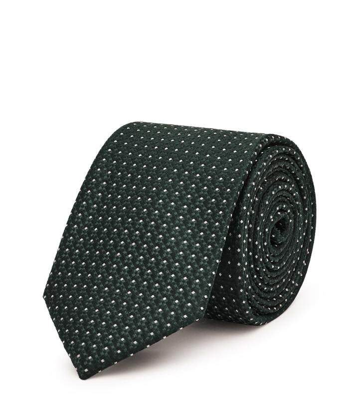 Reiss Ishia - Mens Dotted Silk Tie In Green, One Size
