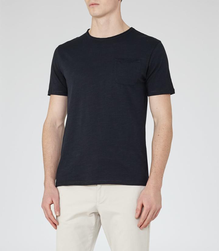 Reiss Imperial - Mens Raw Edge T-shirt In Blue, Size Xs