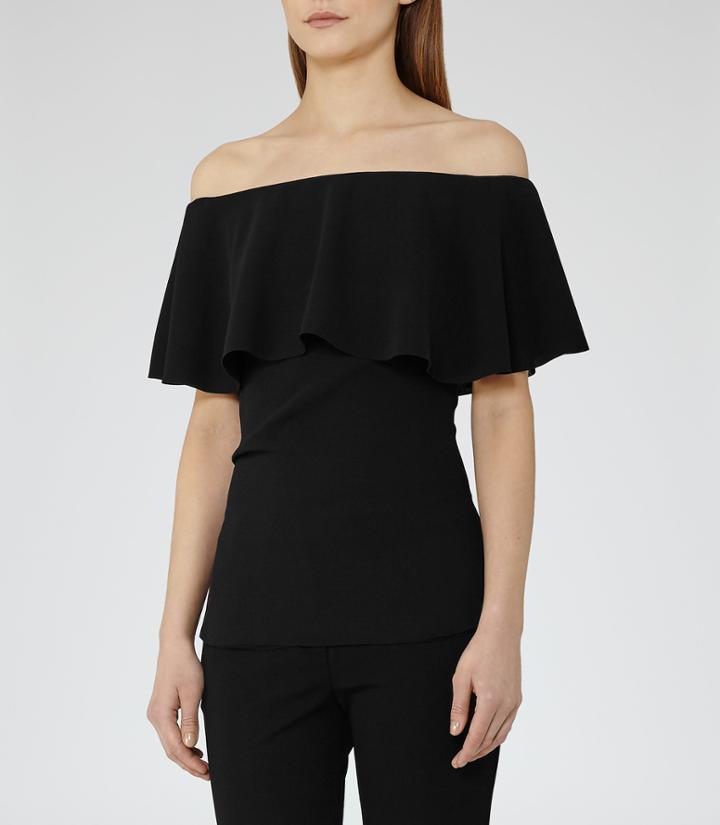 Reiss Balmer - Off-the-shoulder Top In Black, Womens, Size 0