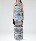 Reiss Ezra - Womens Printed Maxi Dress In Blue, Size 6
