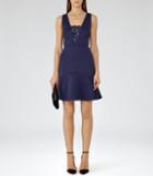 Reiss Hudson - Womens Lace-insert Dress In Blue, Size 6