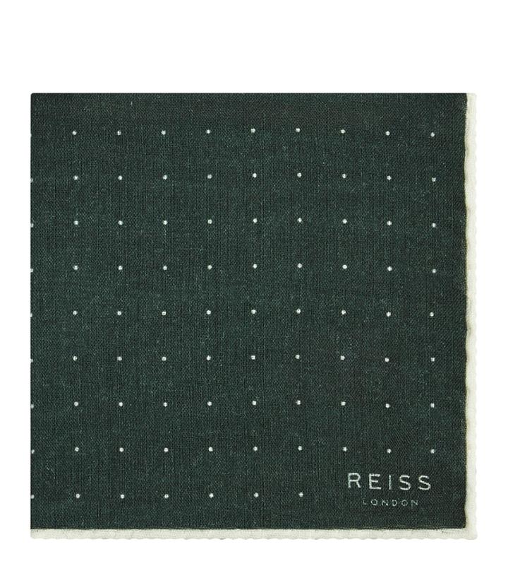 Reiss Pinta - Mens Dotted Wool Pocket Square In Green, Size One Size