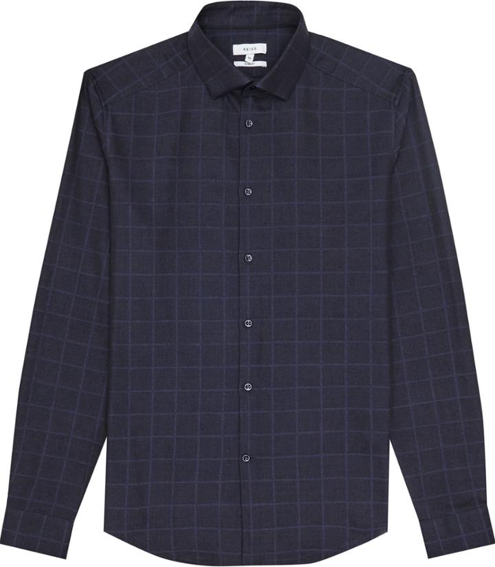 Reiss Darlin - Mens Slim Checked Shirt In Blue, Size Xs