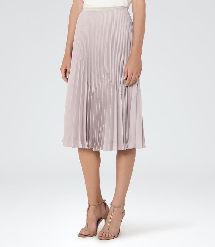 Reiss Rosie - Knife-pleat Midi Skirt In Blue, Womens, Size 0