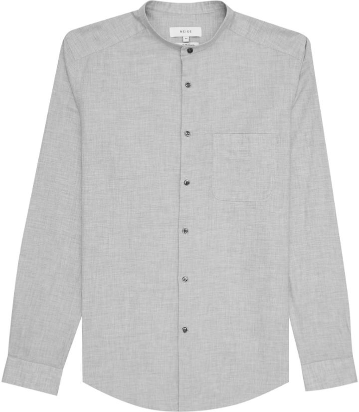 Reiss Indiana - Mens Grandad Collar Shirt In Grey, Size Xs