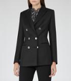 Reiss Tahlia - Double-breasted Blazer In Black, Womens, Size 6