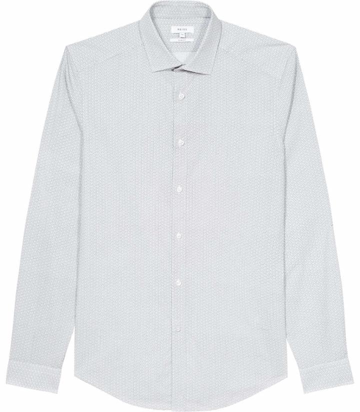 Reiss Halo - Mens Micro Dot Shirt In White, Size Xs