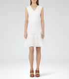 Reiss Alice - Lace Fit And Flare Dress In White, Womens, Size 2
