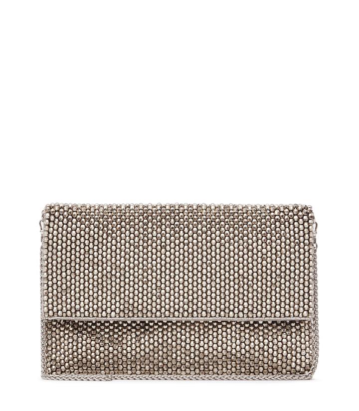 Reiss Minty - Womens Crystal-embellished Evening Bag In Brown, Size One Size
