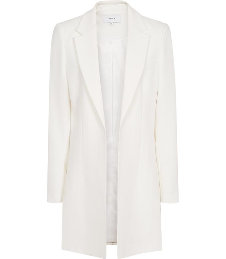 Reiss Vien - Open-front Blazer In White, Womens, Size S