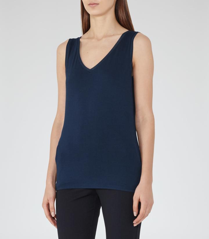 Reiss Ona - Womens V-neck Tank Top In Blue, Size M