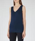 Reiss Ona - Womens V-neck Tank Top In Blue, Size M