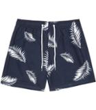Reiss Islander - Mens Leaf Print Swim Shorts In Blue, Size Xs