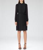 Reiss Cairn - Long-sleeved Shift Dress In Black, Womens, Size 0
